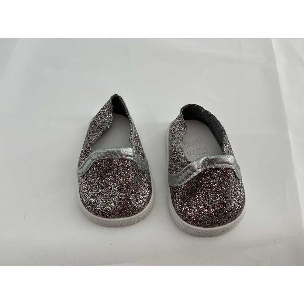 American Girl Silver Glitter Slip On Sneakers Doll Shoes CLF75 18 Inch Dolls